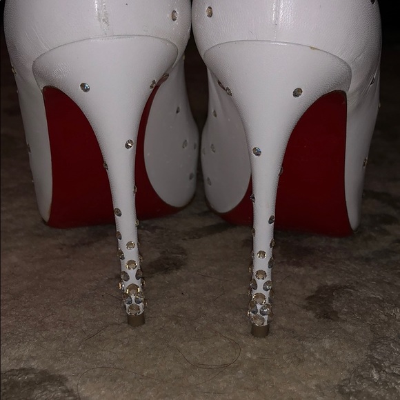 Christian Louboutin White Degrastrass Leather 100m - Picture 6 of 8